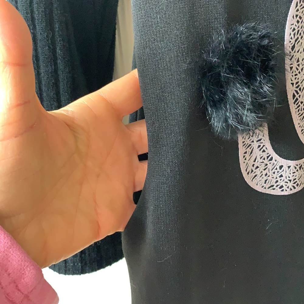 🌷3 for$25🌷Gu Lin Jing Quai, US XS, Black & Grey Cat Sweatshirt Dress/Tunic - Picture 6 of 8